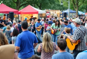 Community members enjoying live music at Huntsville Music Month.
