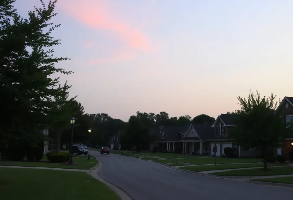 A quiet residential area in Huntsville, Alabama