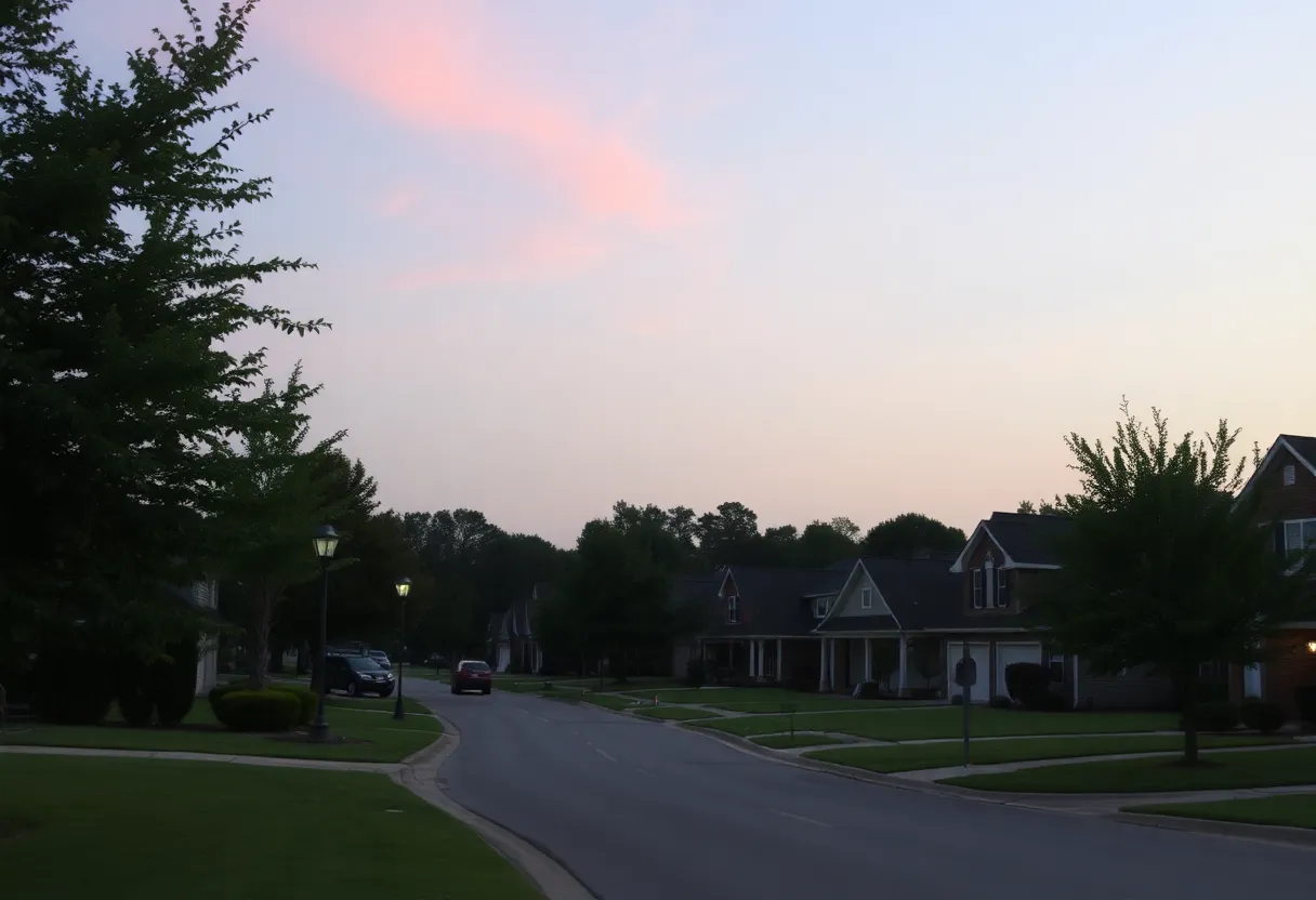 A quiet residential area in Huntsville, Alabama
