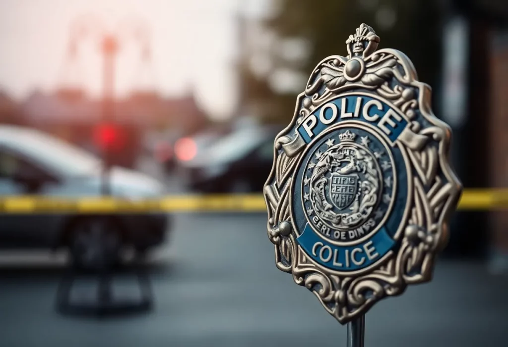 Huntsville Police Badge at a crime scene