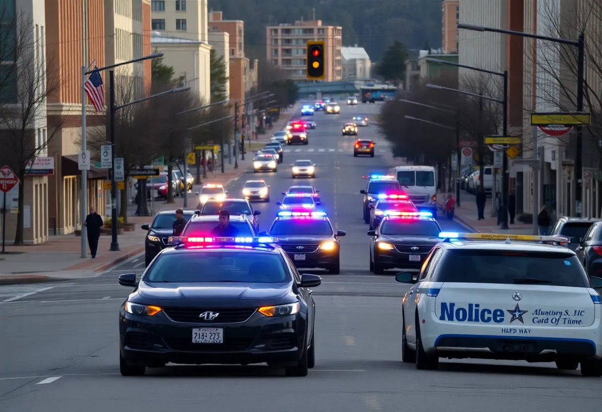 Police responding to a shooting incident in Huntsville, Alabama.
