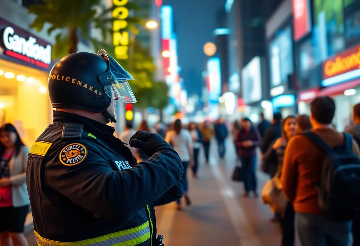 Police officers conducting an investigation in Huntsville