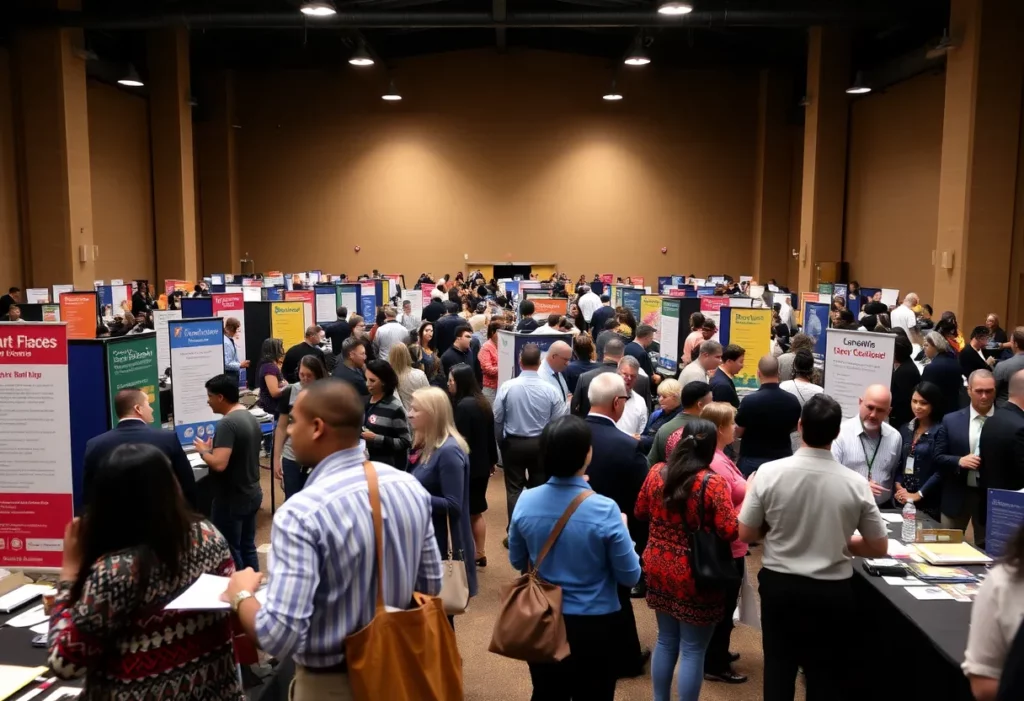 Job seekers networking at the Huntsville ReLaunch Job Fair