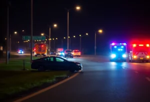 Emergency response at a car accident scene in Huntsville