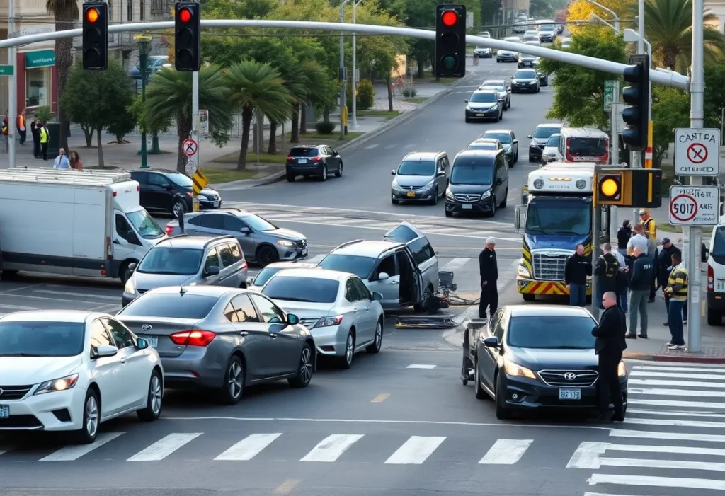 Emergency responders at a traffic accident scene in Huntsville