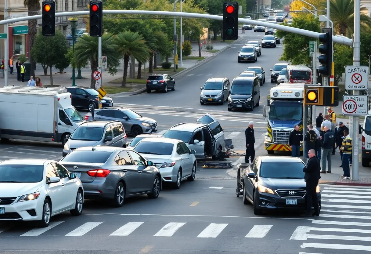 Emergency responders at a traffic accident scene in Huntsville