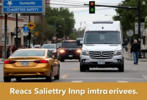 Traffic scene in northwest Huntsville showing busy streets.