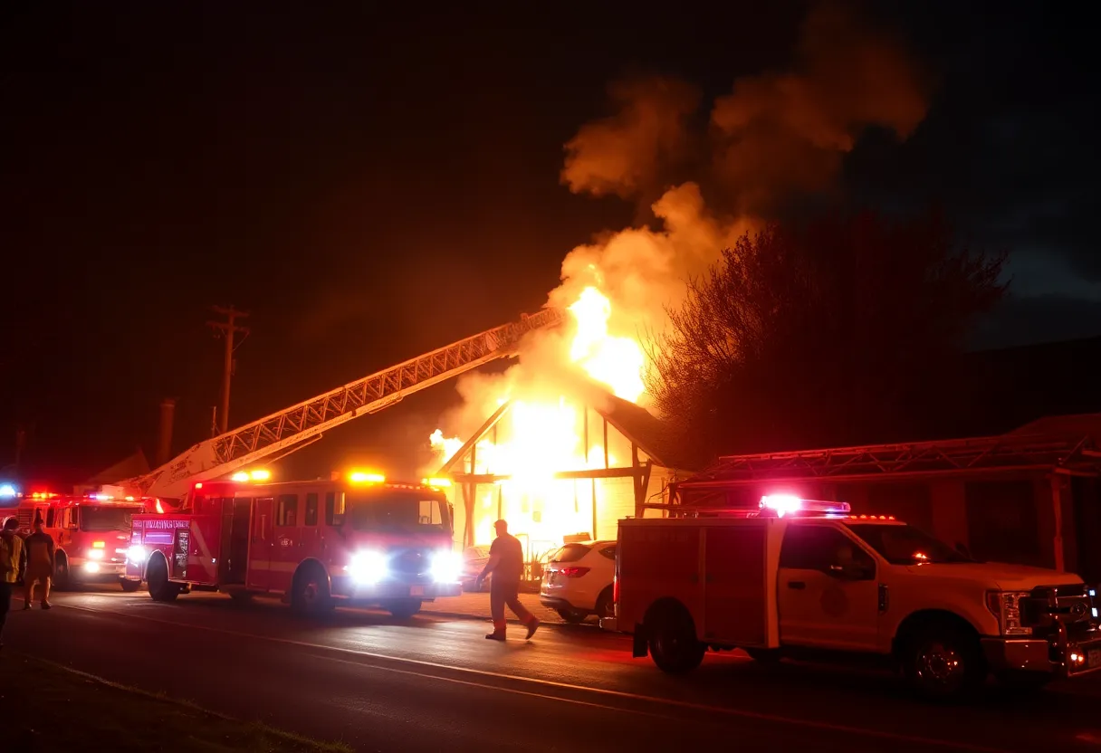 Firefighters responding to a structure fire in Huntsville