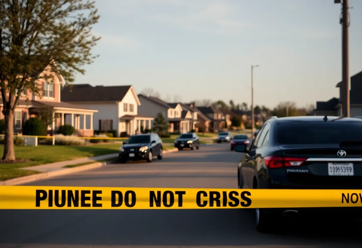 Police investigation scene in a residential area of Huntsville.