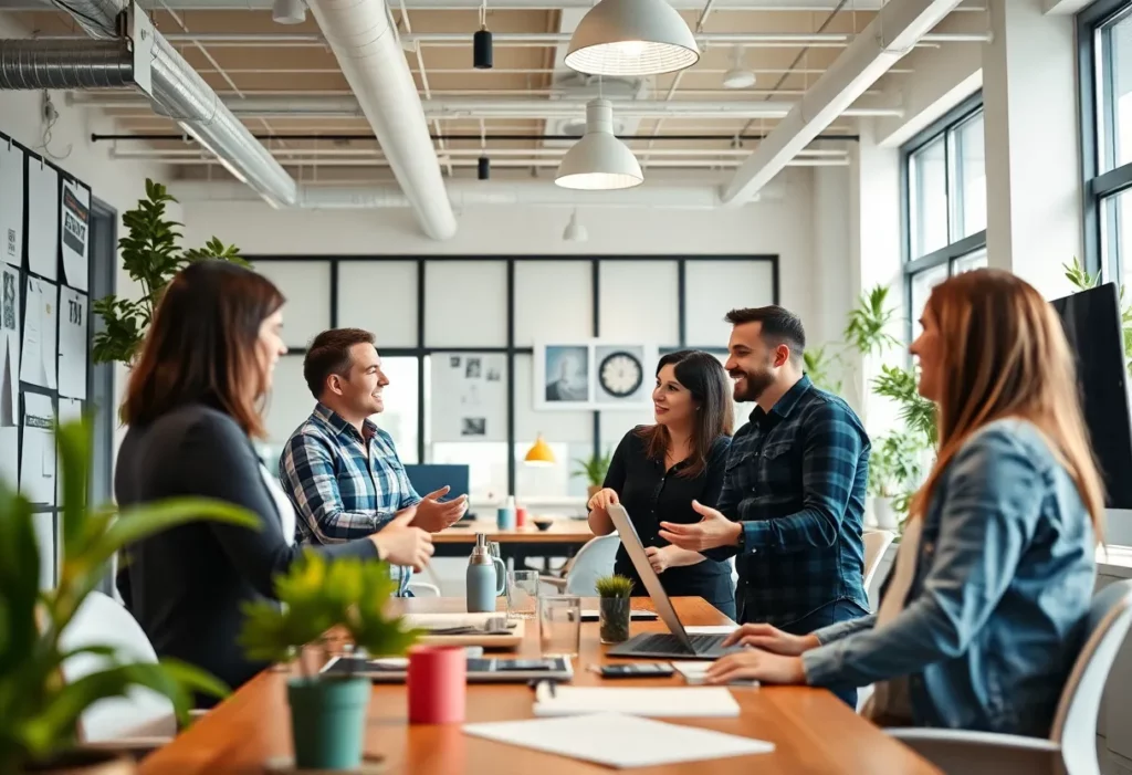 Team working together at Hville Blast office