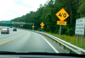 Road safety and guardrail on I-65 in Alabama