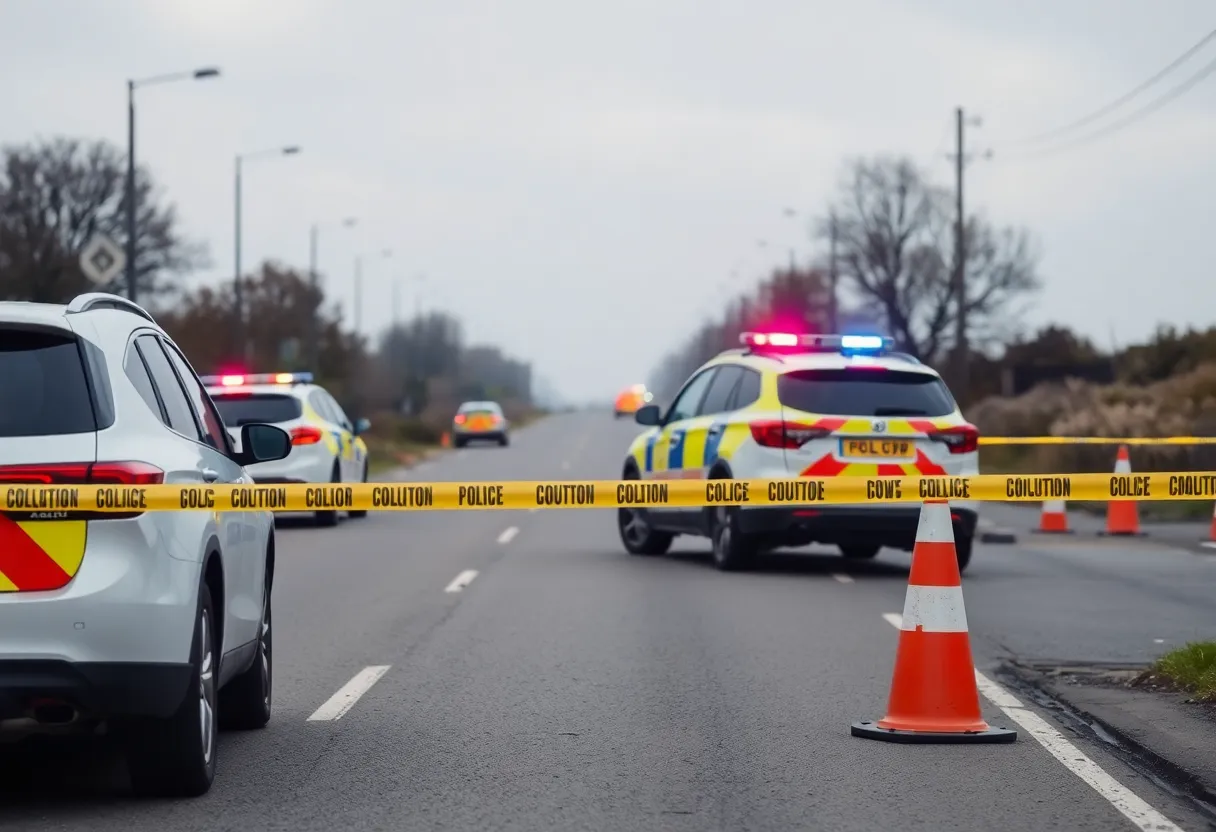 Police at the scene of a car accident in Madison County