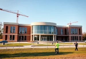 Construction site of new courthouse promoting public safety in Madison County