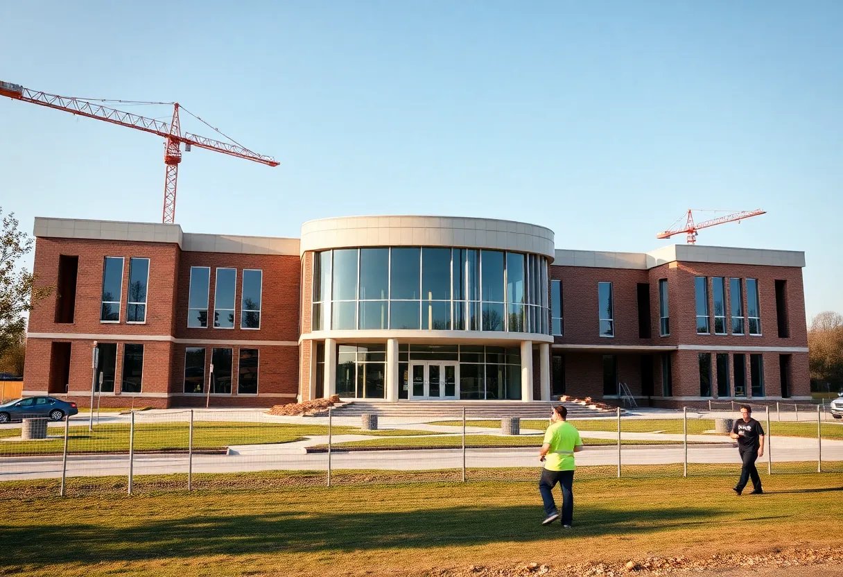 Construction site of new courthouse promoting public safety in Madison County