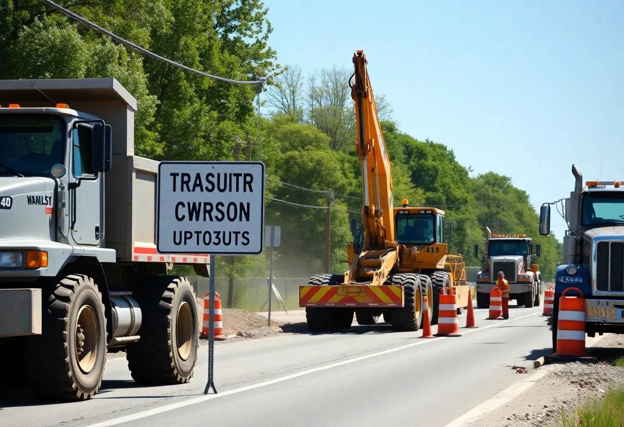 Construction work in progress on Madison County roads.