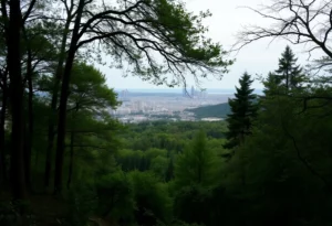Nature surrounding a wooded area in Huntsville, symbolizing mystery.