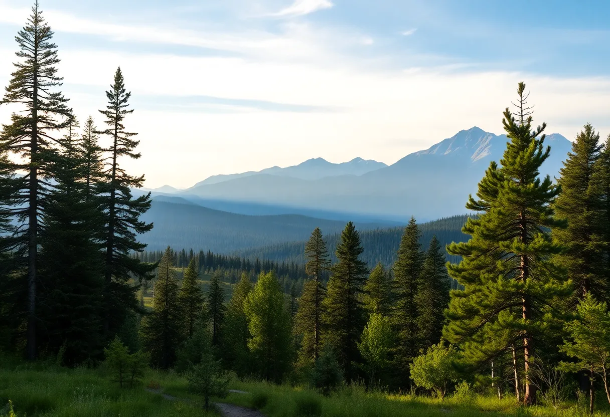 Landscape of the Montana wilderness with trees and mountains