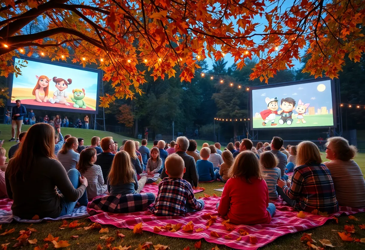 Outdoor movie screening at Big Spring Park Huntsville