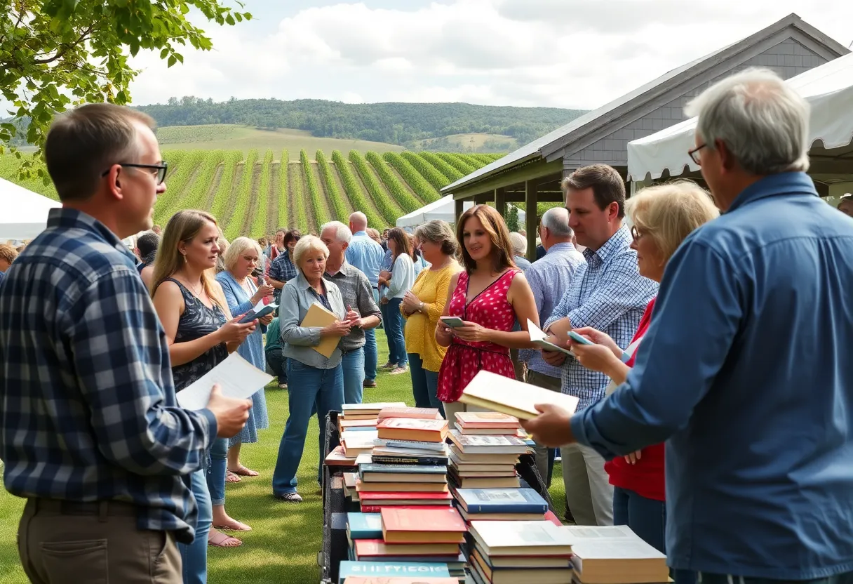 Community members engaging at the No Book Left Behind festival at Revelation Vineyards