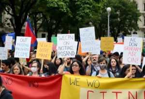 Crowd of protesters at No Kings rally in Huntsville, Alabama