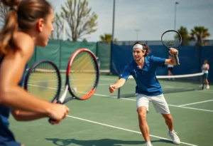 Northwestern State tennis players competing in Bearkat Invitational