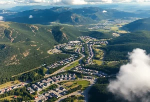 Aerial view of the Ogden Valley showcasing urban development in a natural landscape.
