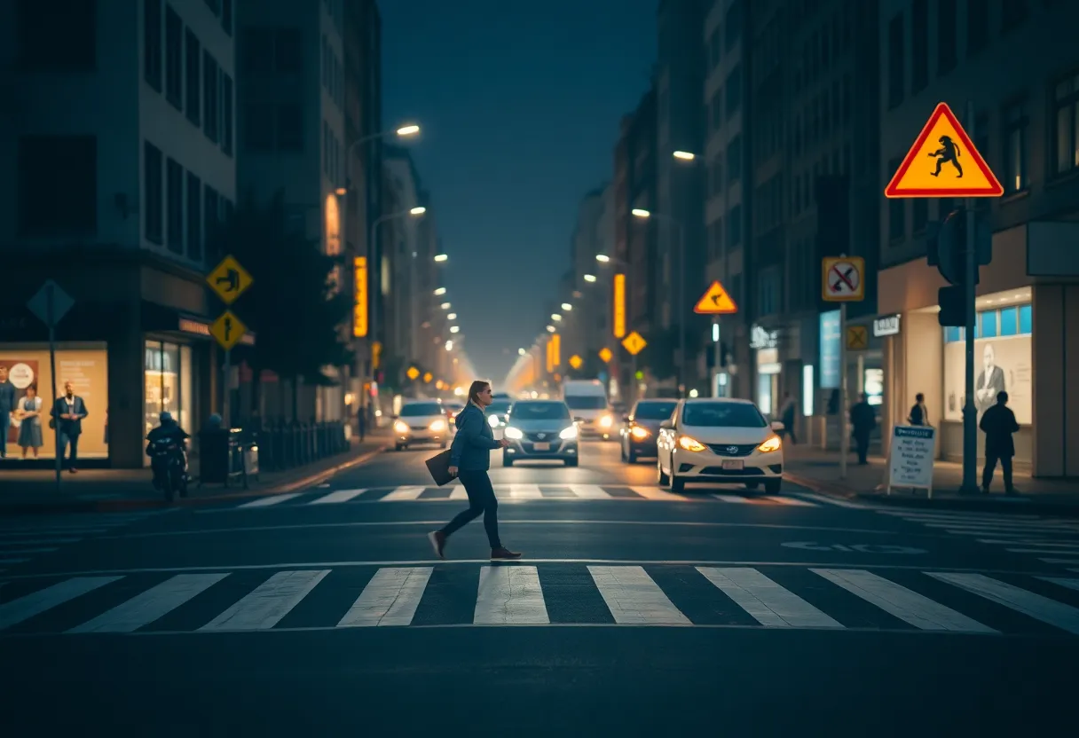Dimly lit street highlighting pedestrian safety concerns