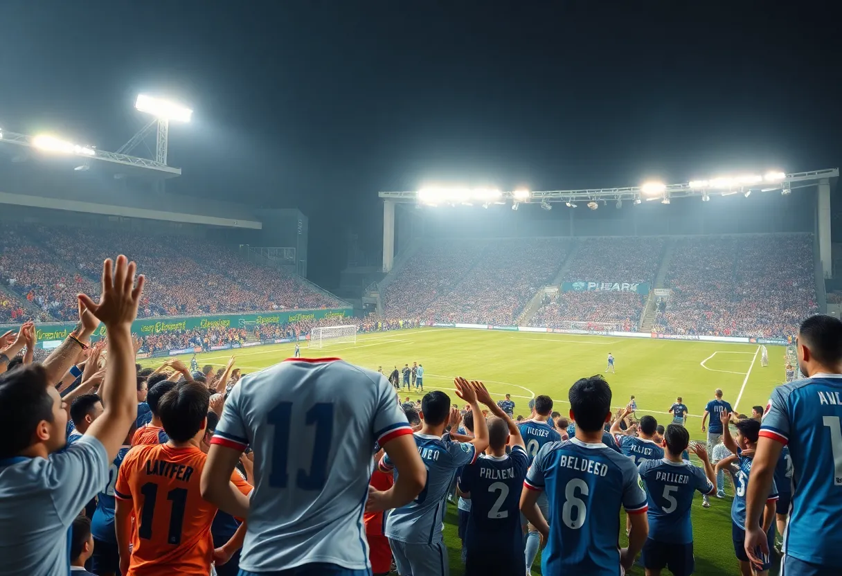 Philadelphia Union II players celebrate after winning against Huntsville City FC