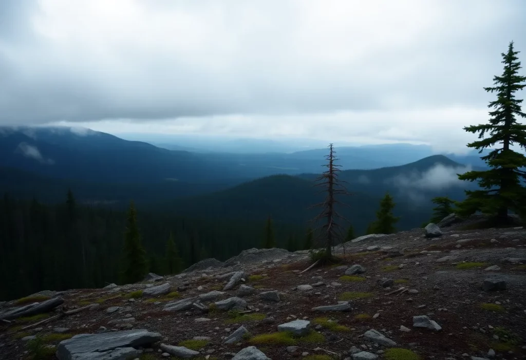 Aerial view of a rugged landscape in Bob Marshall Wilderness