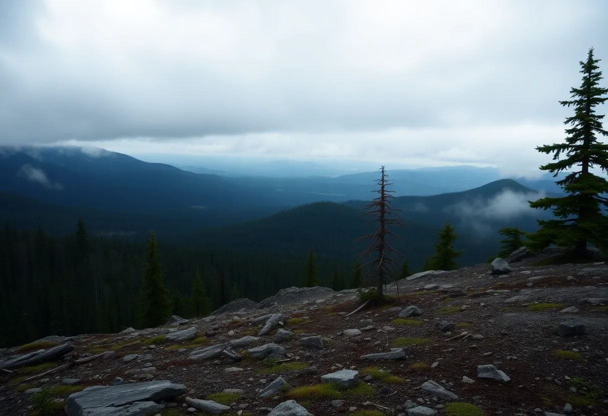 Aerial view of a rugged landscape in Bob Marshall Wilderness