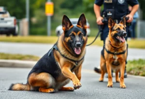 Police K-9 assisting during an arrest