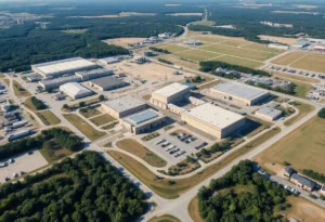 Aerial view of Redstone Arsenal facility in Huntsville, Alabama