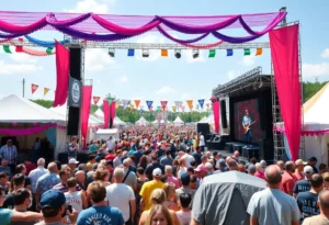 Crowd enjoying the Rock the South music festival at The Fields in Decatur
