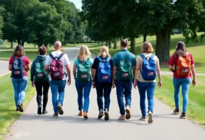 Participants walking in the RuckUp22 event for veteran suicide prevention