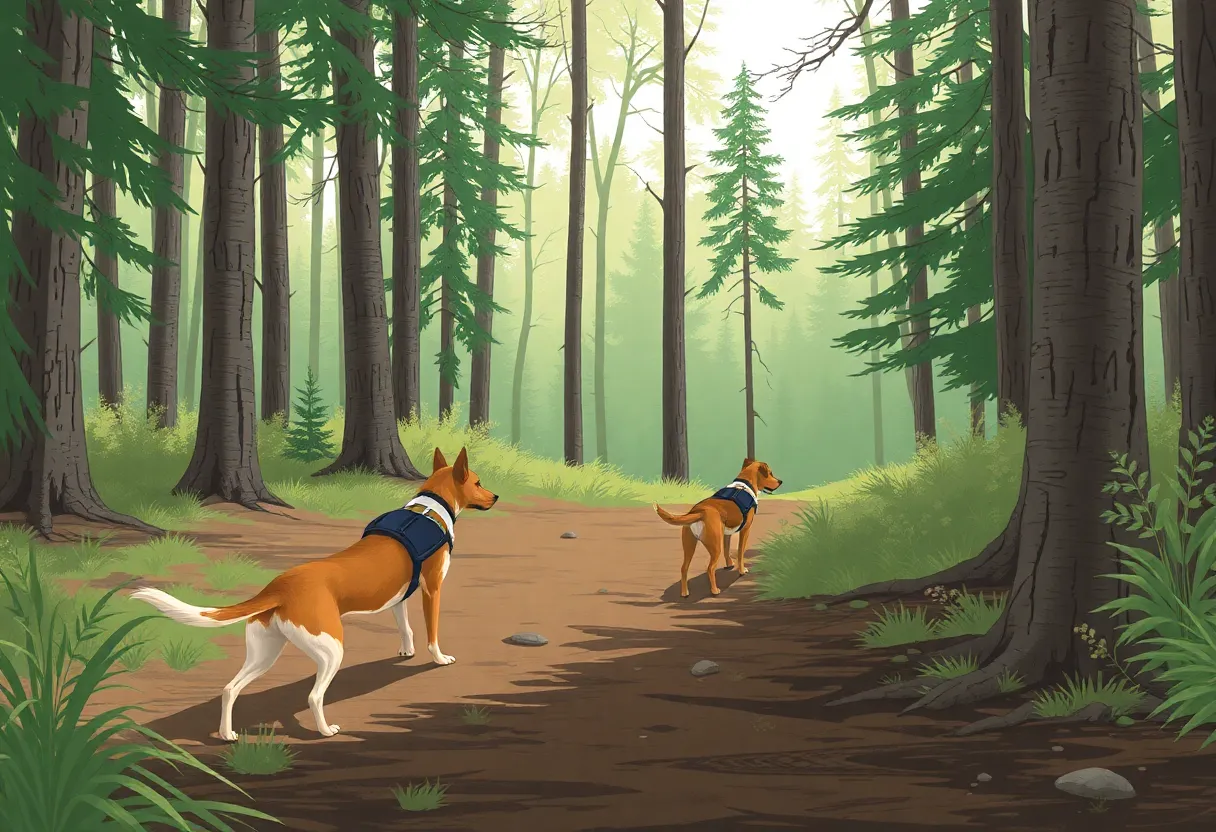 Wooded area in Huntsville where search took place.