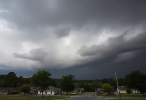 Stormy weather creating dark clouds over North Alabama