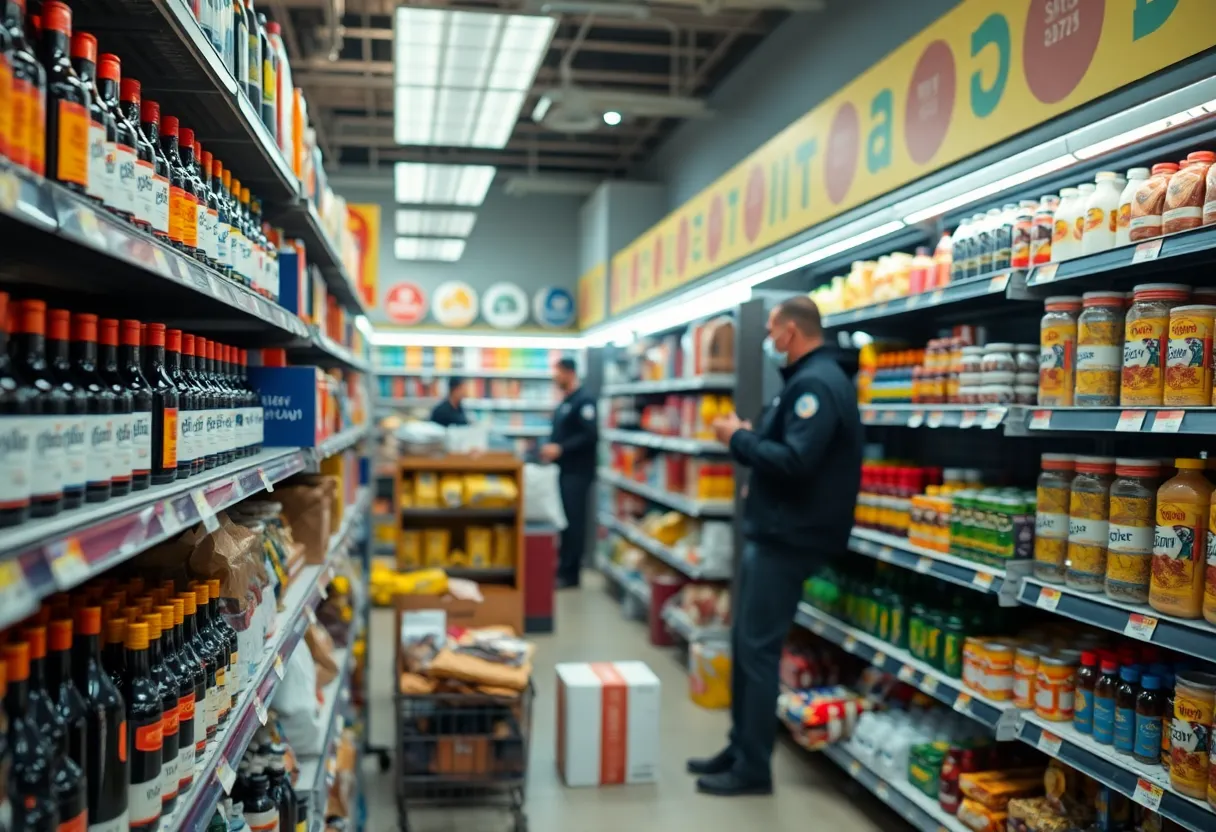 Interior view of Freshmart LCBO showing shelves stocked with goods.