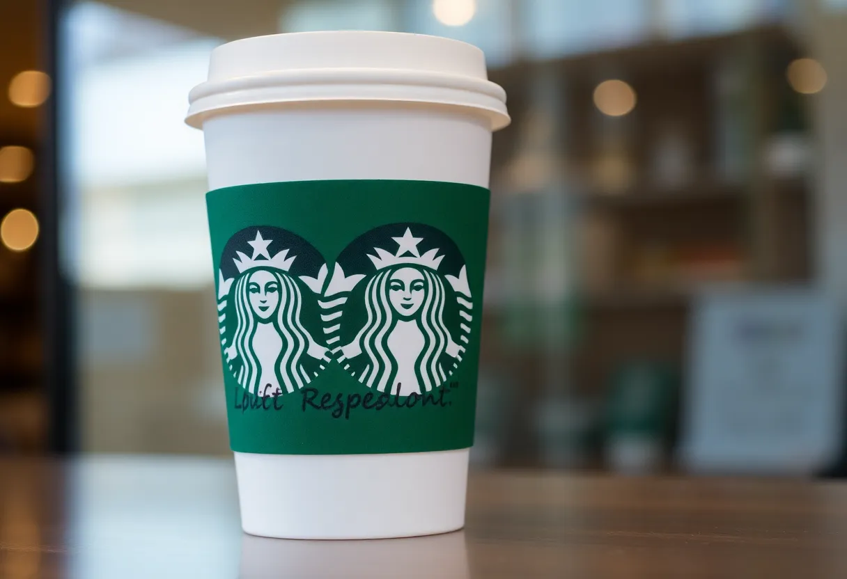 Starbucks cup displaying a controversial written message