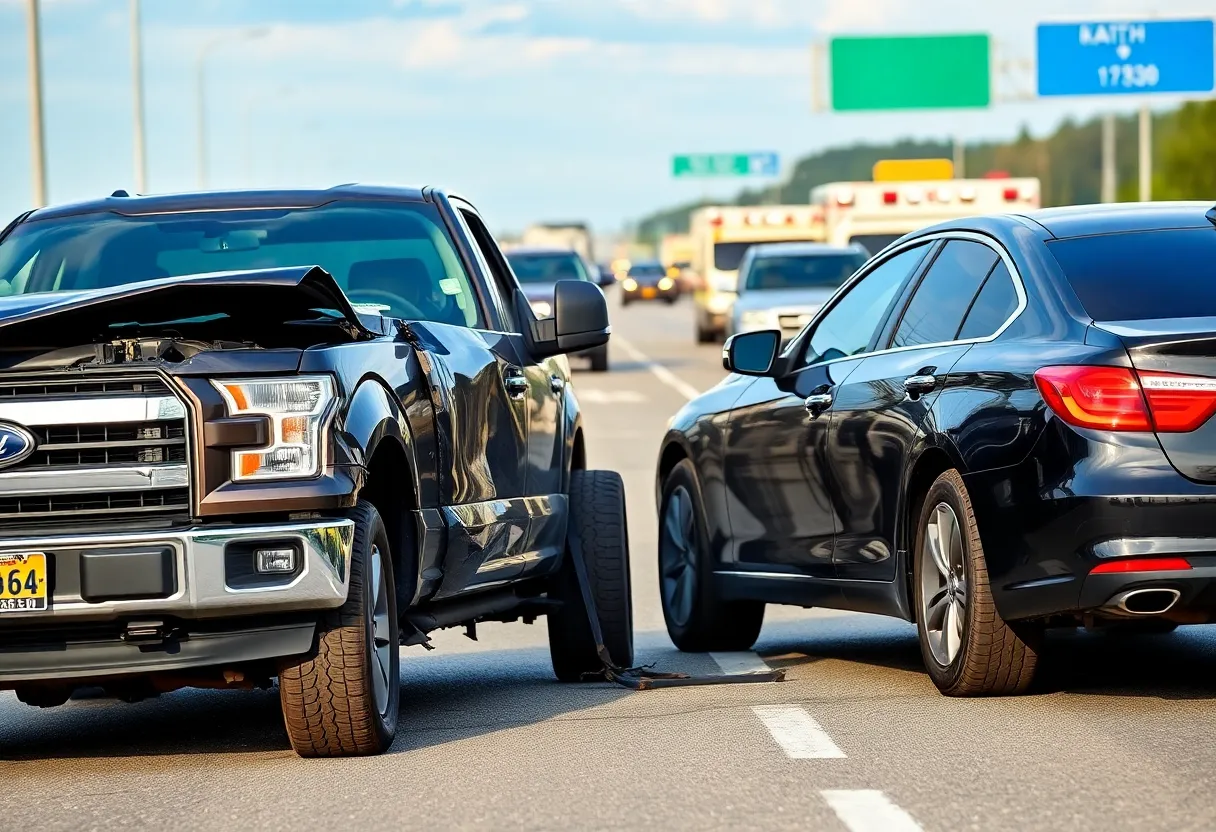Traffic accident with two vehicles involved on I-565 Huntsville AL
