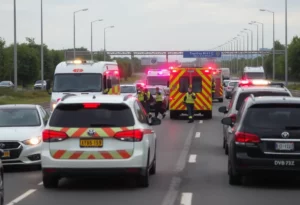 Emergency responders at a traffic crash scene in Huntsville