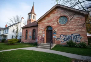 Graffiti on Movement Church walls