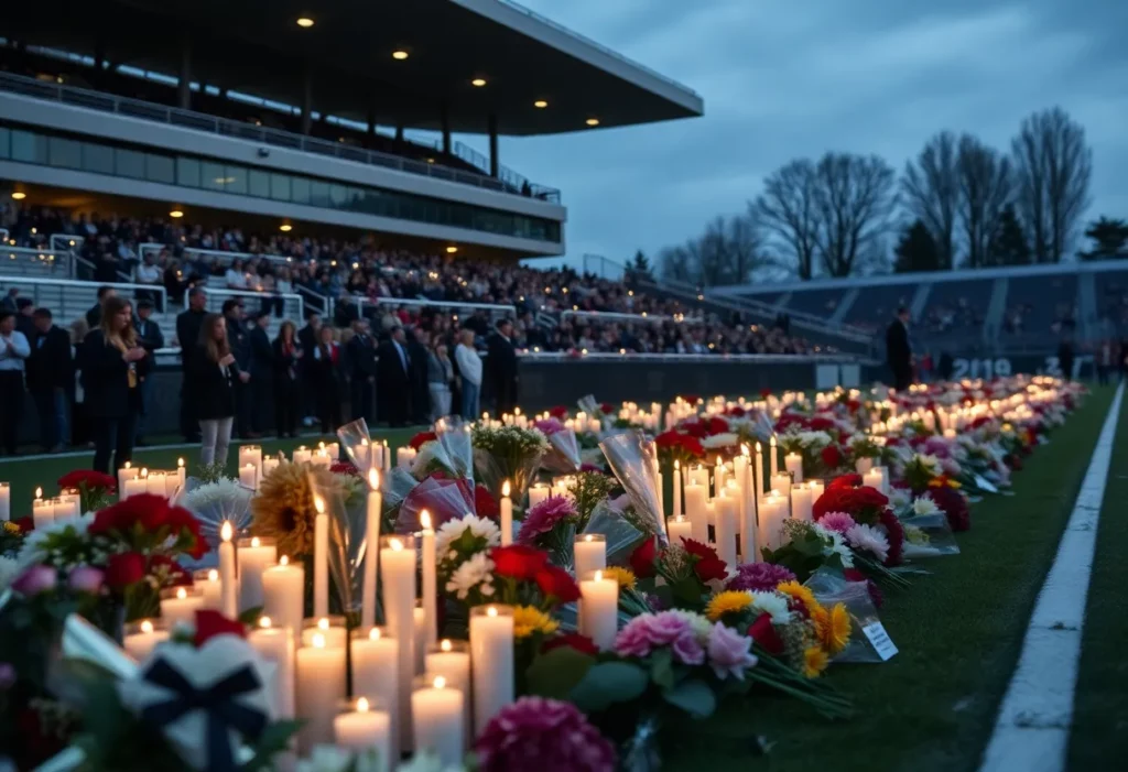 Community vigil honoring the Anderson family after the tragic plane crash.