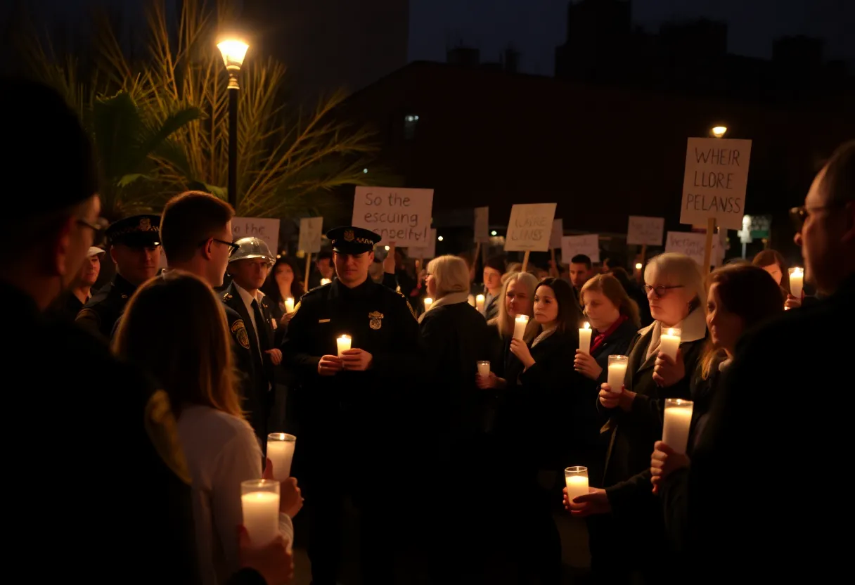 Candlelight vigil at Oakland University with police presence