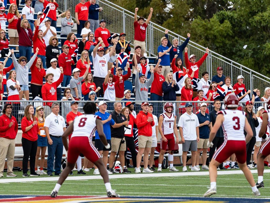Exciting moment in an Alabama high school sports championship with enthusiastic crowds and athletes.