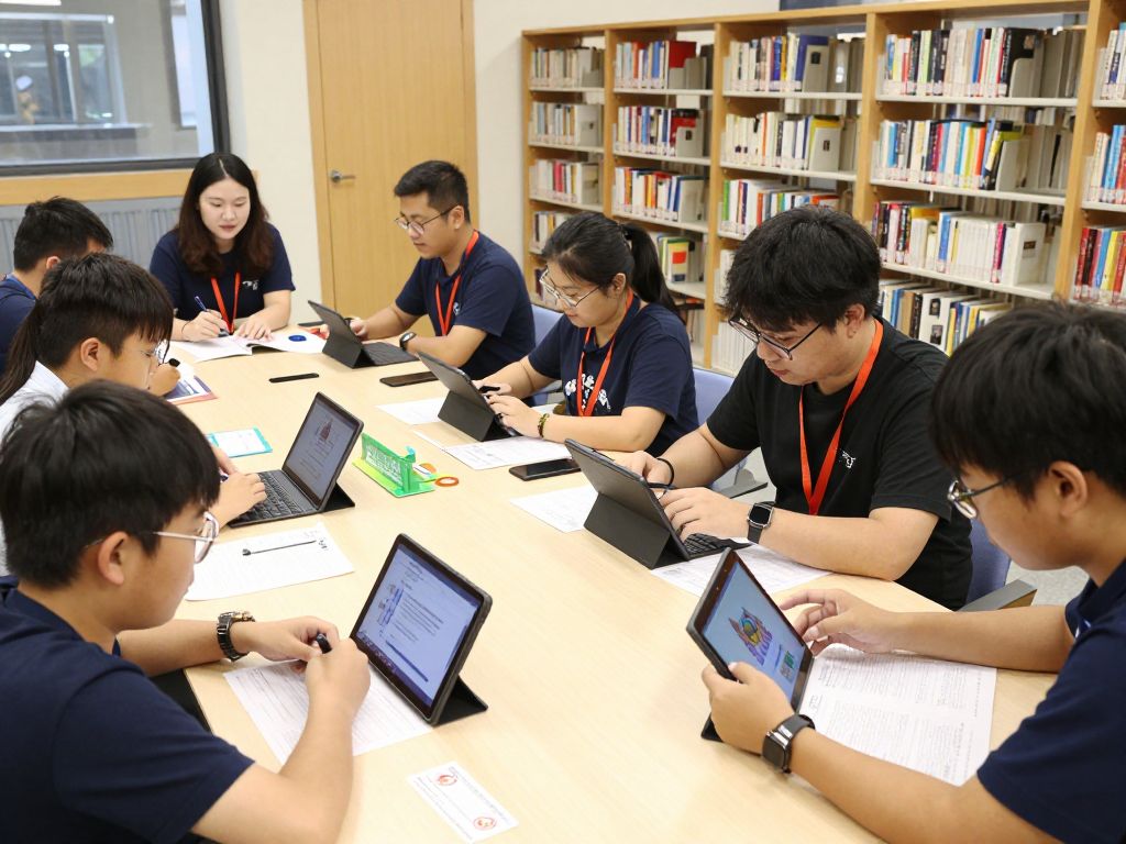 Families engaging in AI literacy activities at Tuscaloosa Public Library.
