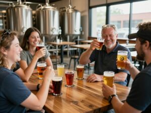 Customers enjoying craft beer in Alabama breweries
