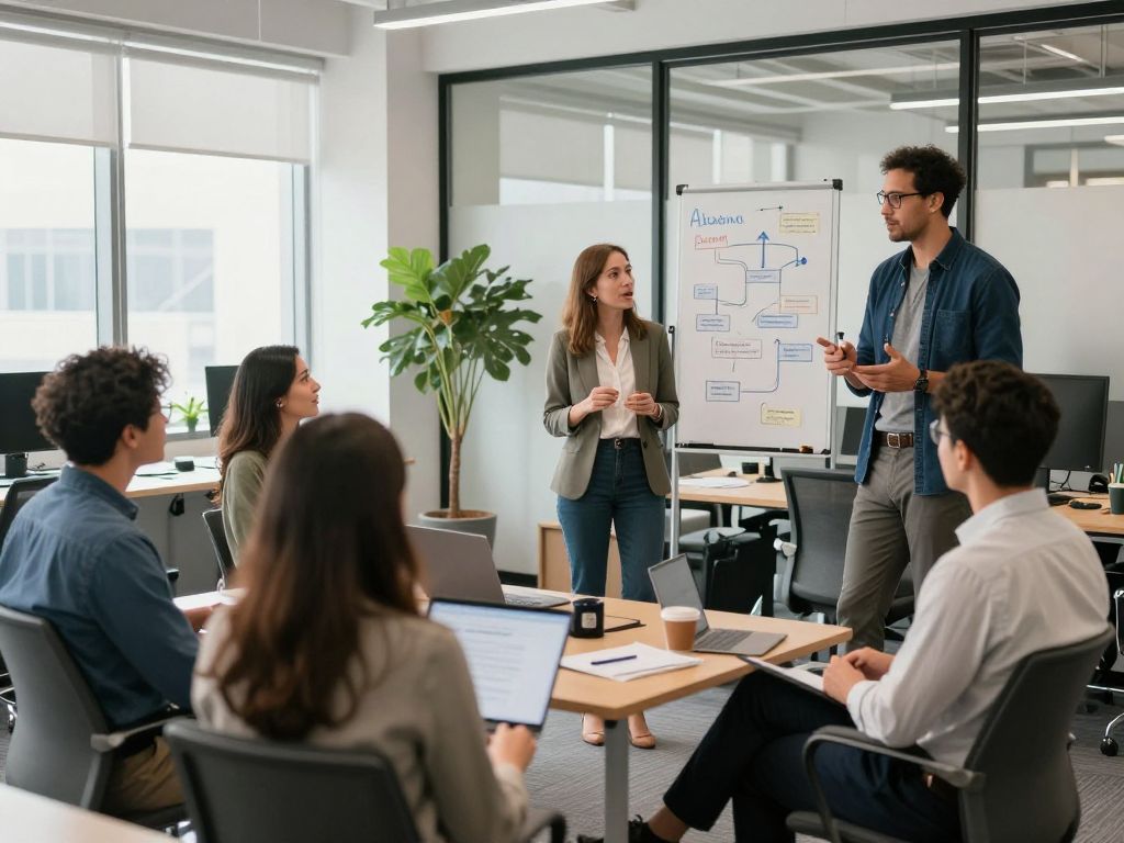 Entrepreneurs collaborating in Alabama office space