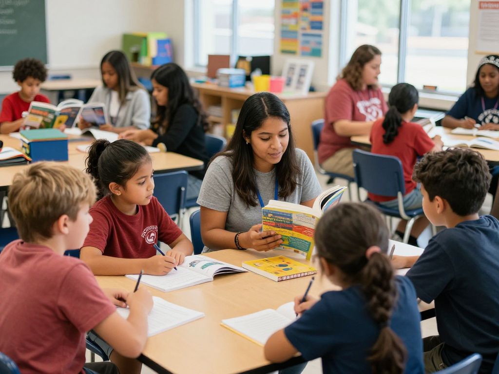 Volunteers participating in community literacy tutoring in Huntsville, Alabama