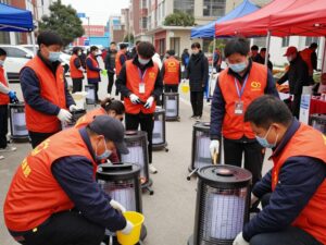 Volunteers collecting space heaters for those in need in the community