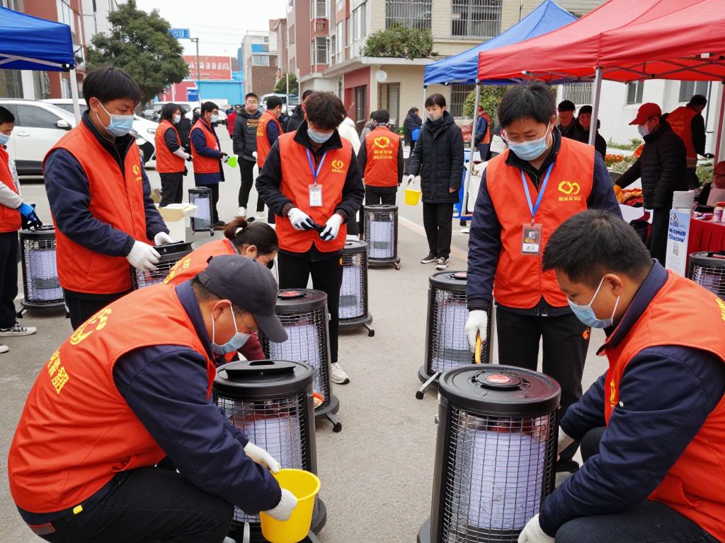 Volunteers collecting space heaters for those in need in the community